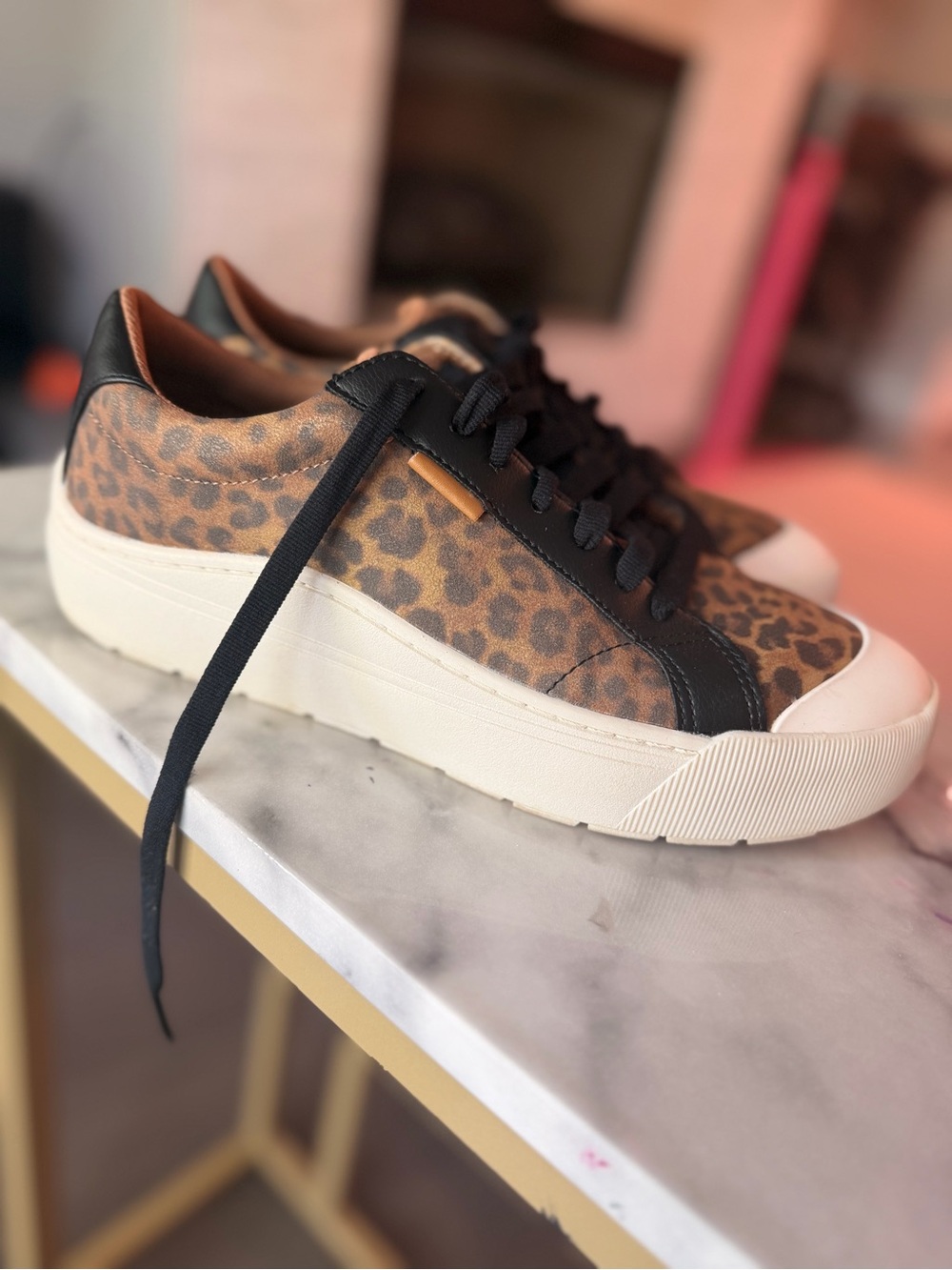 Dr. Scholl's Leopard Print Platform Sneakers - Black and Tan - Picture 2 of 6